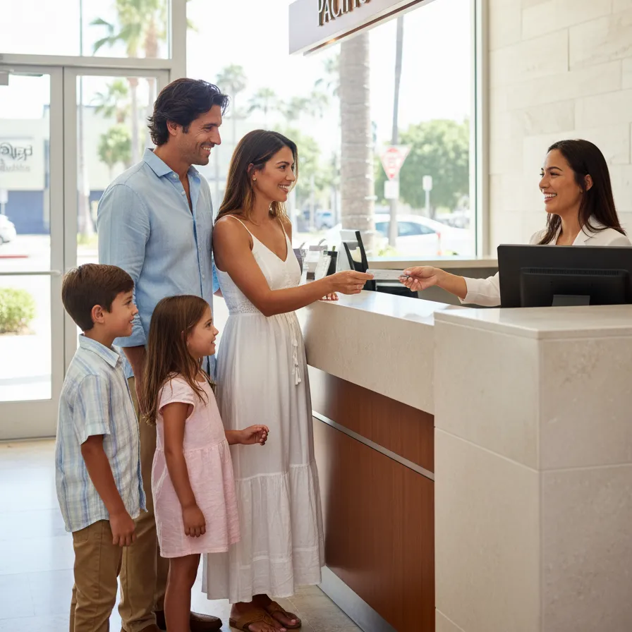 Family receiving their settlement check after a successful case